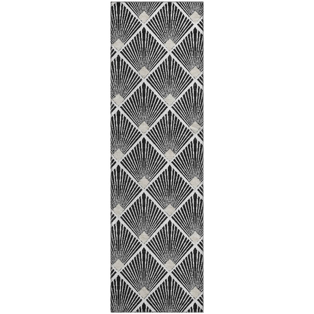 Luxury Washable Indoor/Outdoor The Reserve Black 2'3" x 7'6" Runner Rug. Picture 1