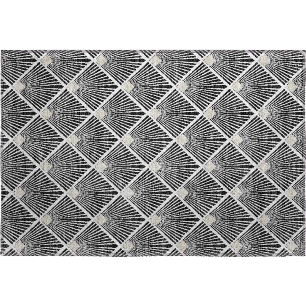 Luxury Washable Indoor/Outdoor The Reserve Black 1'8" x 2'6" Rug. Picture 1