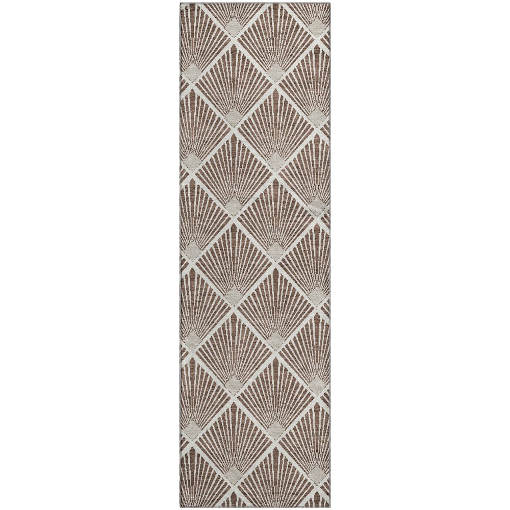 Luxury Washable Indoor/Outdoor The Reserve Brown 2'3" x 7'6" Runner Rug. Picture 1