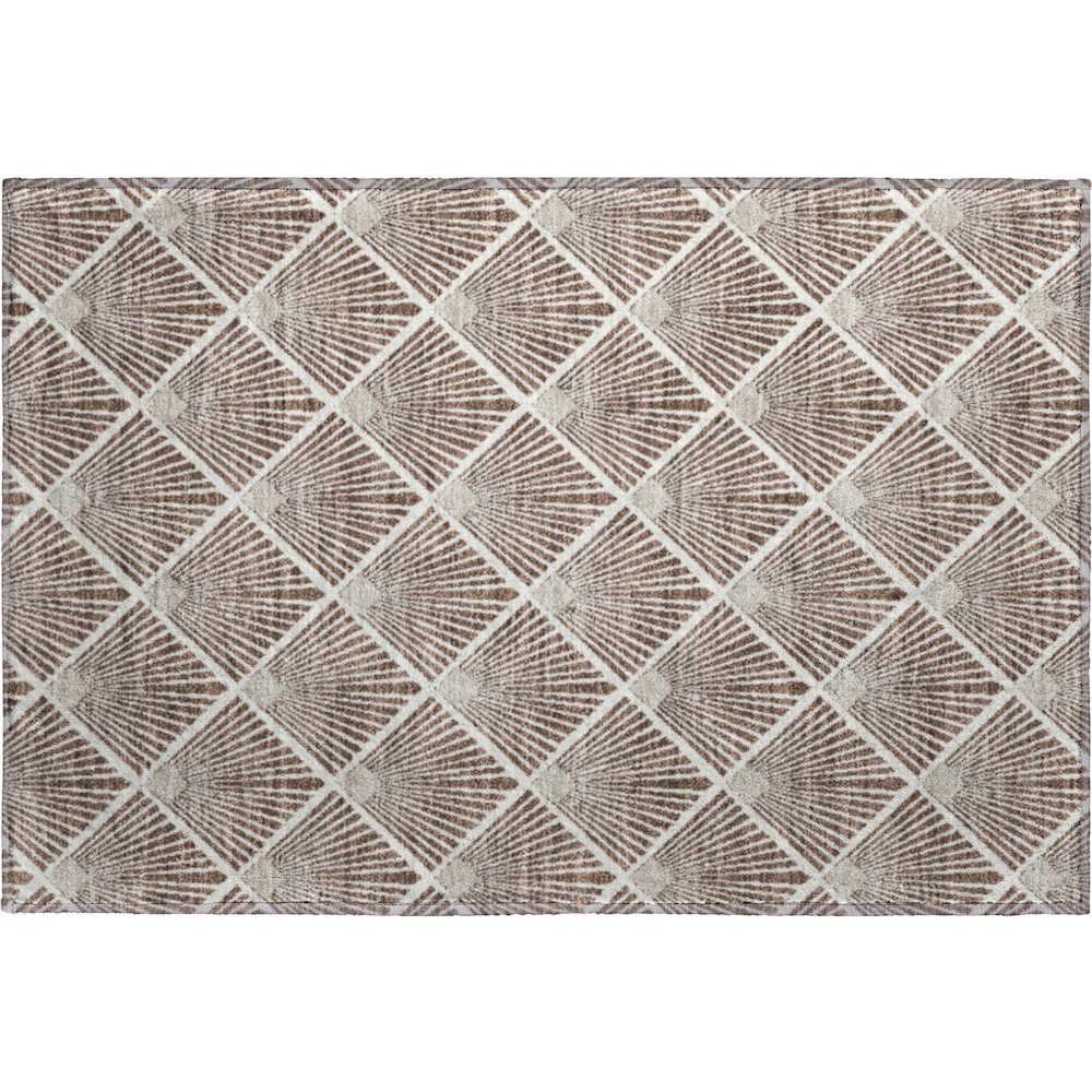 Luxury Washable Indoor/Outdoor The Reserve Brown 1'8" x 2'6" Rug. Picture 1