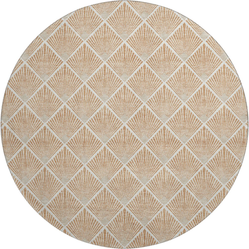 Luxury Washable Indoor/Outdoor The Reserve Copper 8' x 8' Round Rug. Picture 1