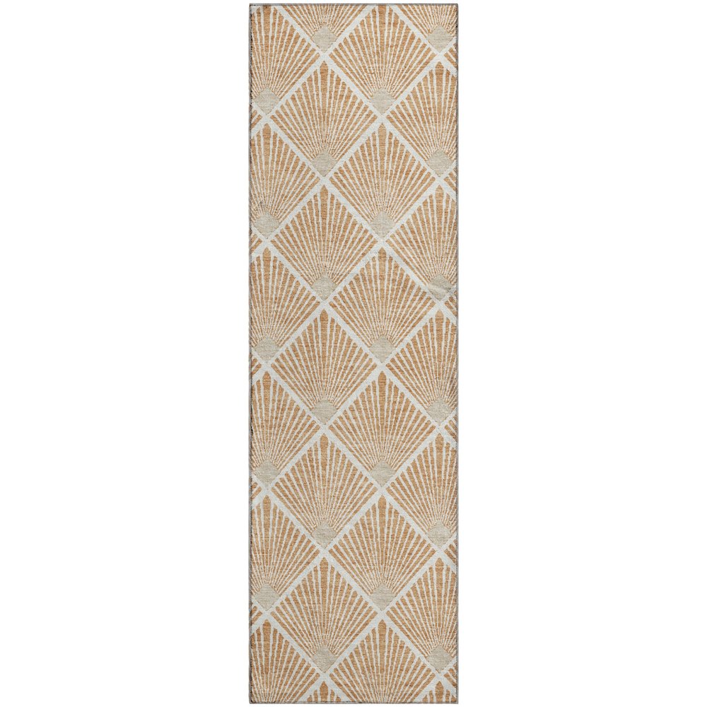 Luxury Washable Indoor/Outdoor The Reserve Copper 2'3" x 7'6" Runner Rug. Picture 1