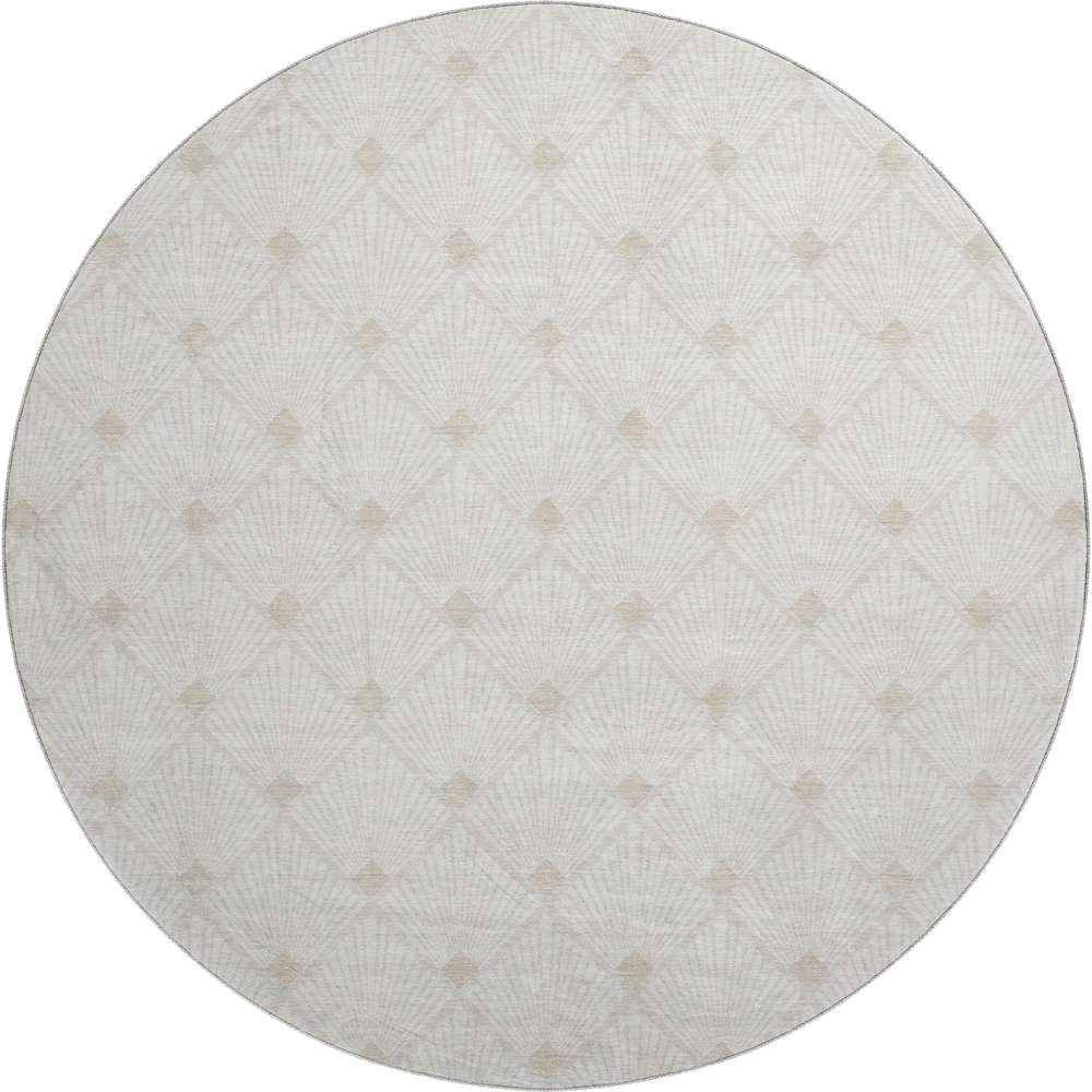 Luxury Washable Indoor/Outdoor The Reserve Ivory 8' x 8' Round Rug. Picture 1