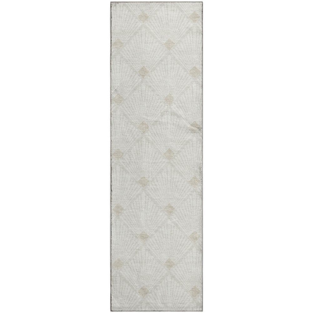 Luxury Washable Indoor/Outdoor The Reserve Ivory 2'3" x 7'6" Runner Rug. Picture 1