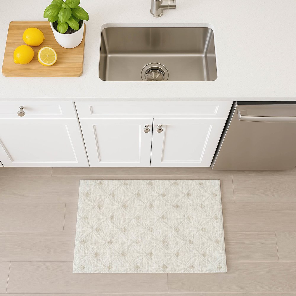 Luxury Washable Indoor/Outdoor The Reserve Ivory 1'8" x 2'6" Rug. Picture 5
