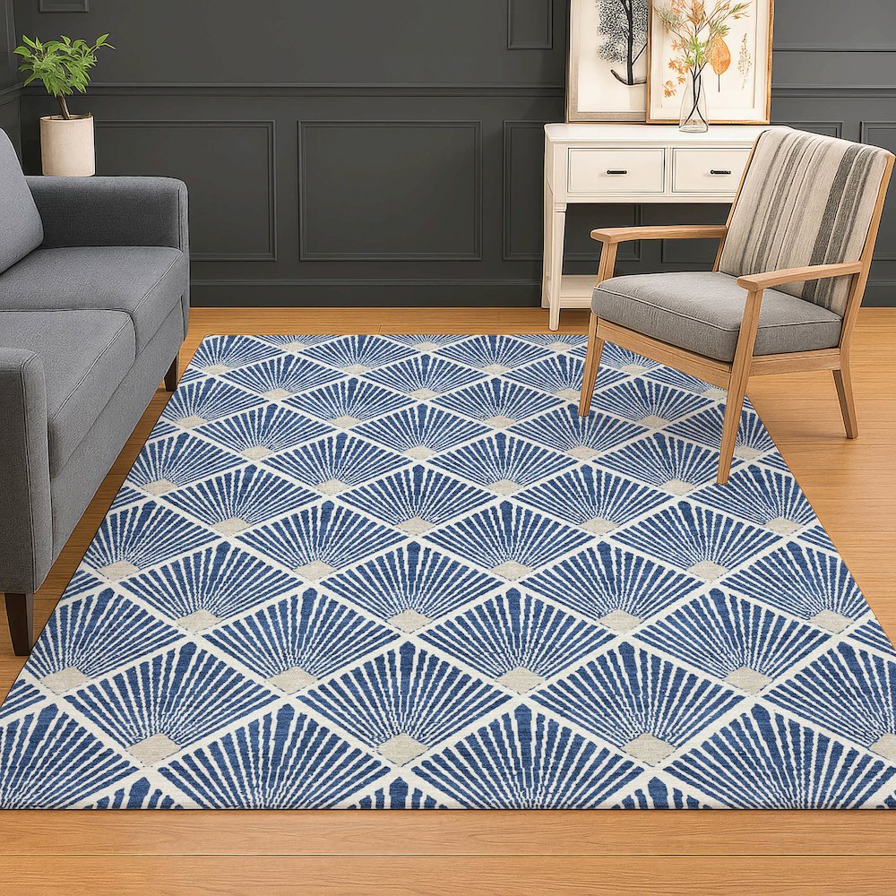 Luxury Washable Indoor/Outdoor The Reserve Navy 2'6" x 3'10" Rug. Picture 5