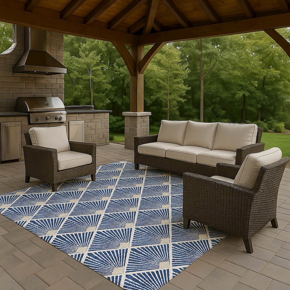Luxury Washable Indoor/Outdoor The Reserve Navy 2'6" x 3'10" Rug. Picture 7