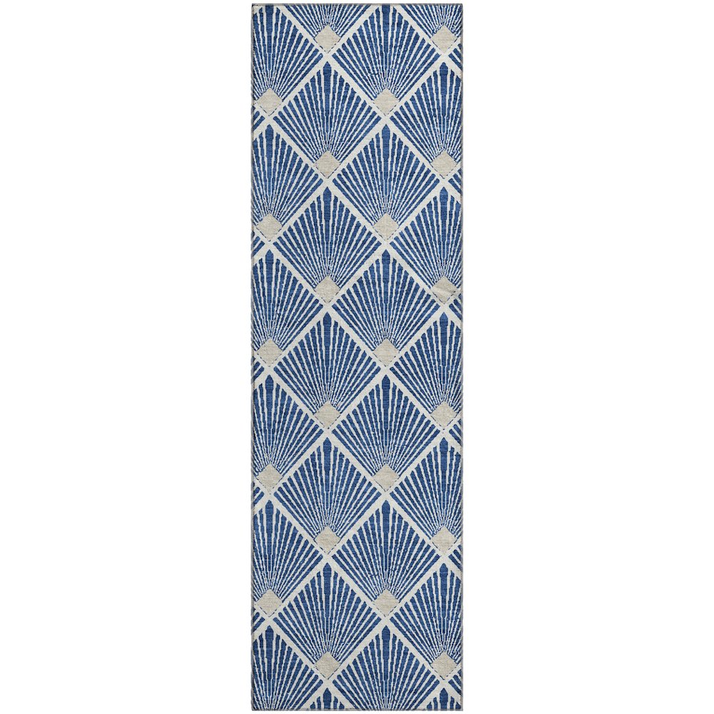 Luxury Washable Indoor/Outdoor The Reserve Navy 2'3" x 7'6" Runner Rug. Picture 1