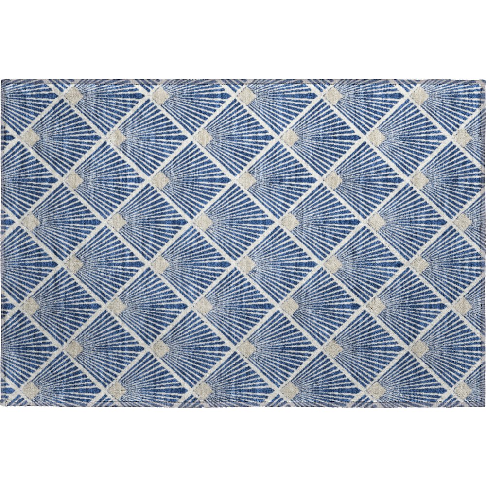 Luxury Washable Indoor/Outdoor The Reserve Navy 1'8" x 2'6" Rug. Picture 1