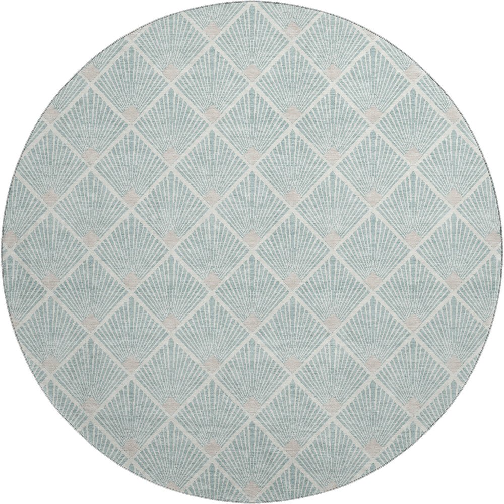 Luxury Washable Indoor/Outdoor The Reserve Seafoam 8' x 8' Round Rug. Picture 1