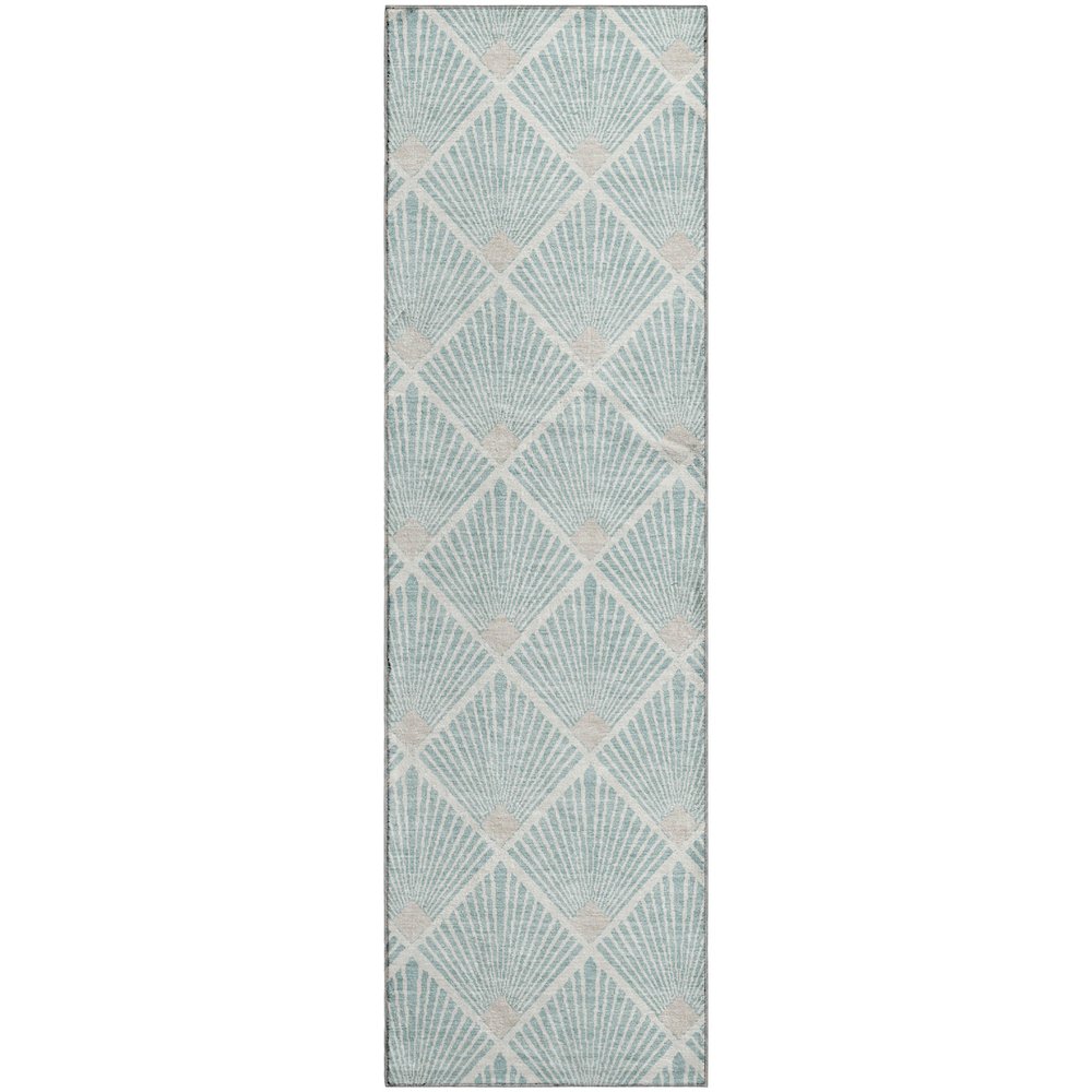 Luxury Washable Indoor/Outdoor The Reserve Seafoam 2'3" x 7'6" Runner Rug. Picture 1