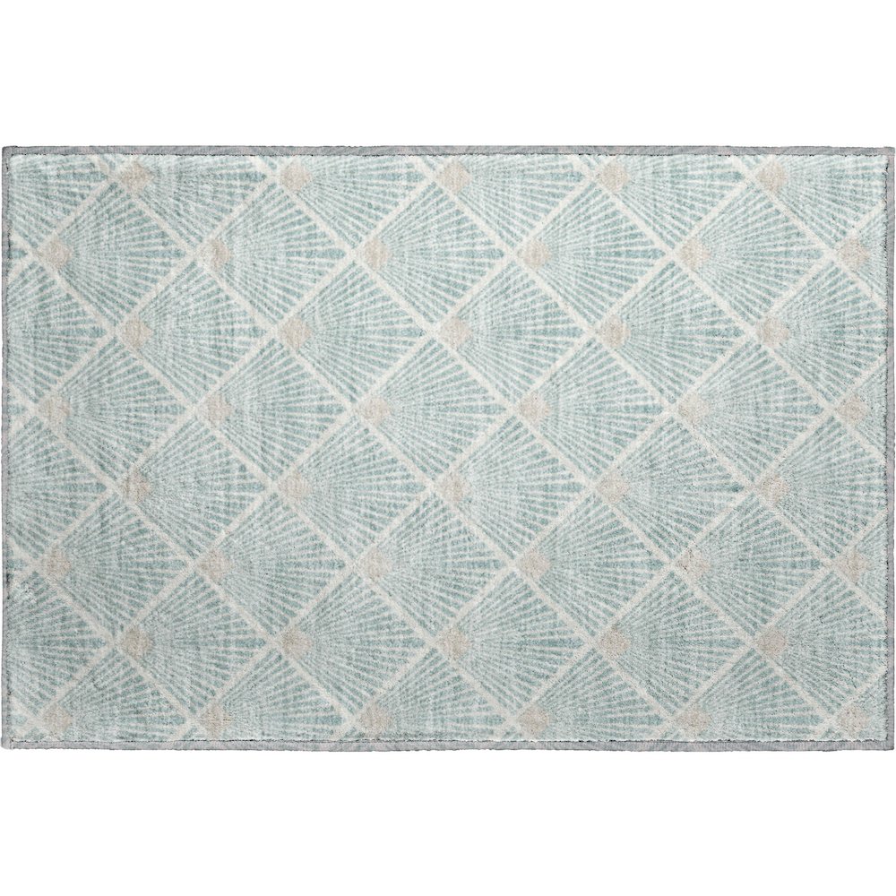 Luxury Washable Indoor/Outdoor The Reserve Seafoam 1'8" x 2'6" Rug. Picture 1