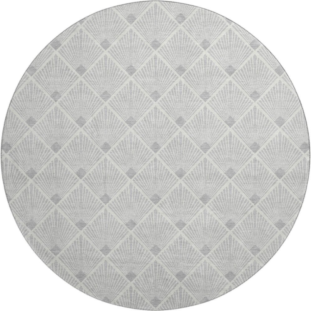 Luxury Washable Indoor/Outdoor The Reserve Silver 8' x 8' Round Rug. Picture 1