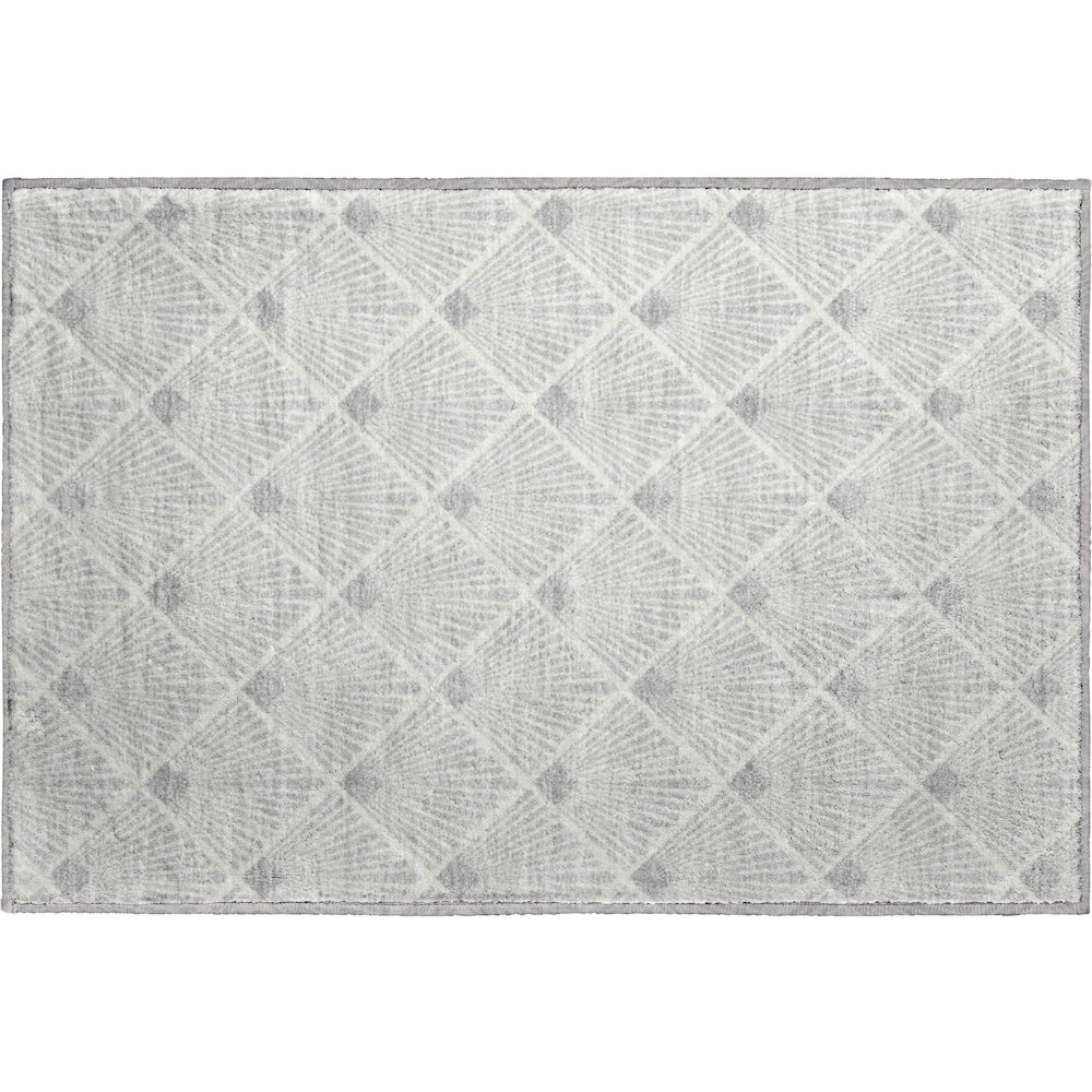 Luxury Washable Indoor/Outdoor The Reserve Silver 1'8" x 2'6" Rug. Picture 1