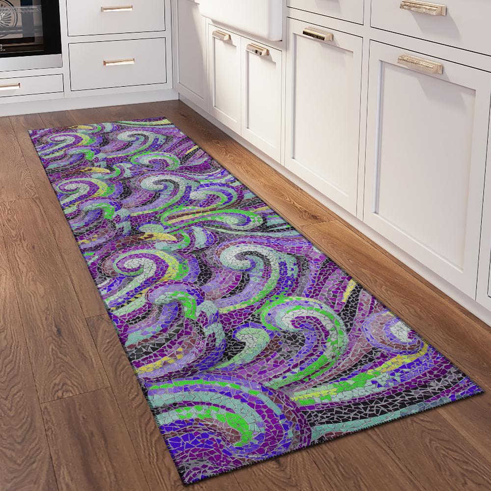 Indoor/Outdoor Surfside ASR44 Purple Washable 2'3" x 7'6" Runner Rug. Picture 2