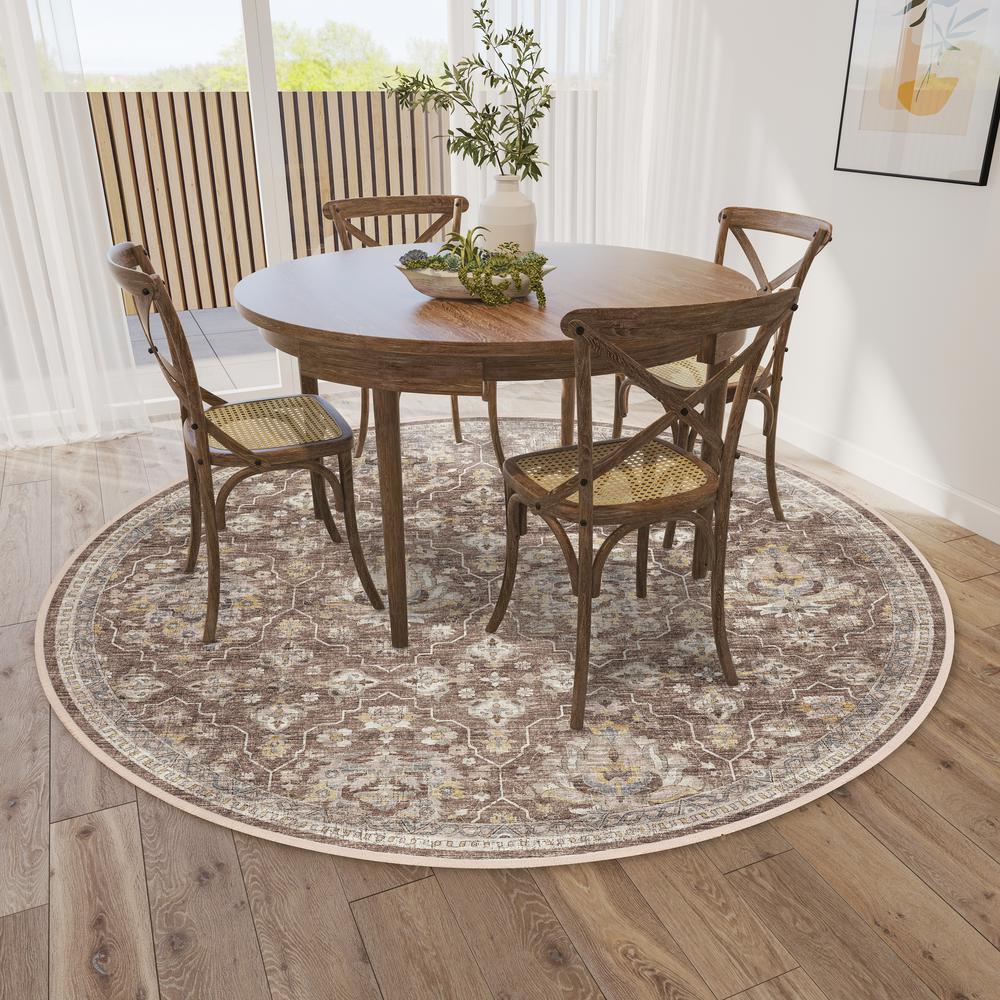 Indoor/Outdoor Marbella MB4 Mocha Washable 10' x 10' Round Rug. Picture 2