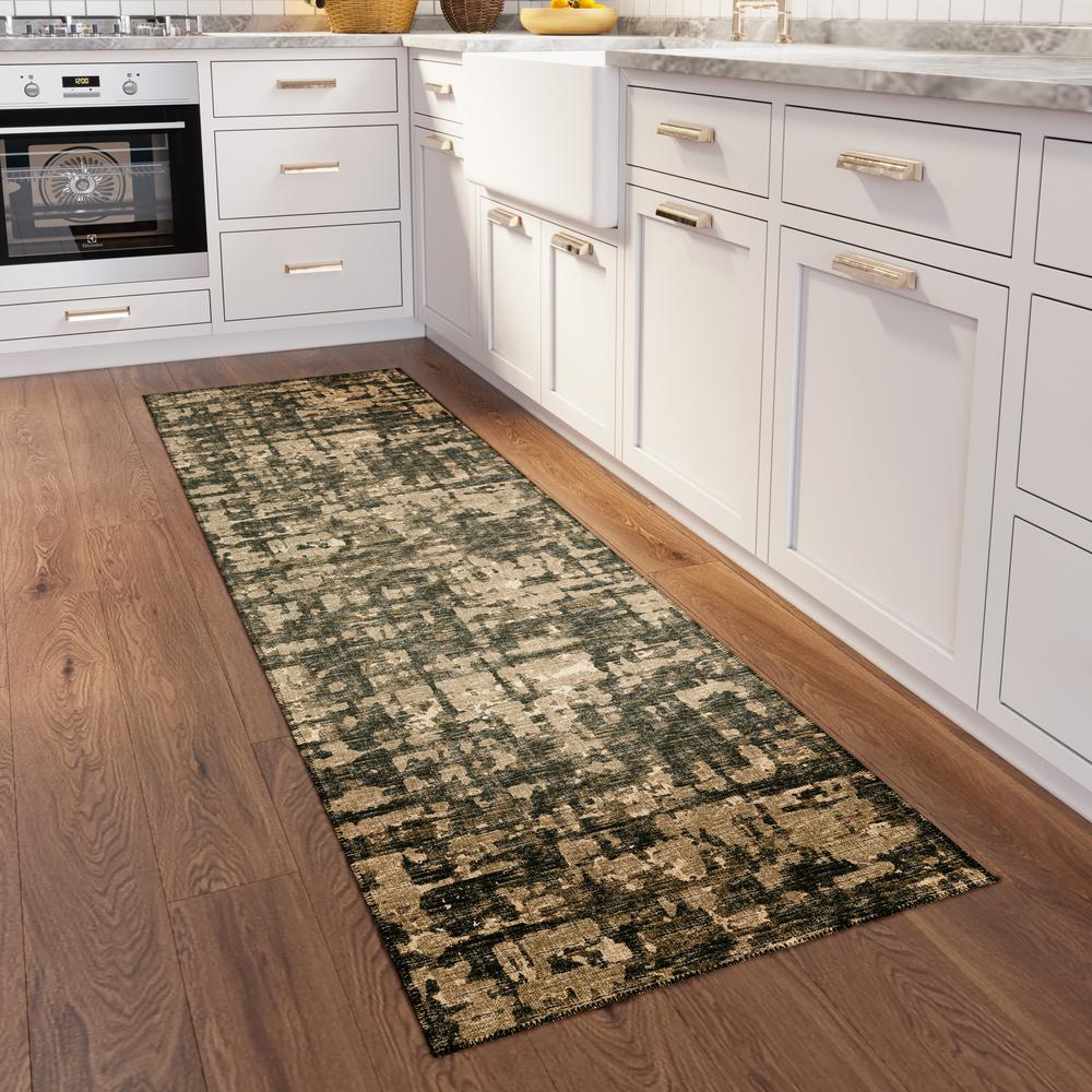 Bravado Earth Contemporary Abstract 2'3" x 7'6" Runner Rug Earth ABV35. Picture 1