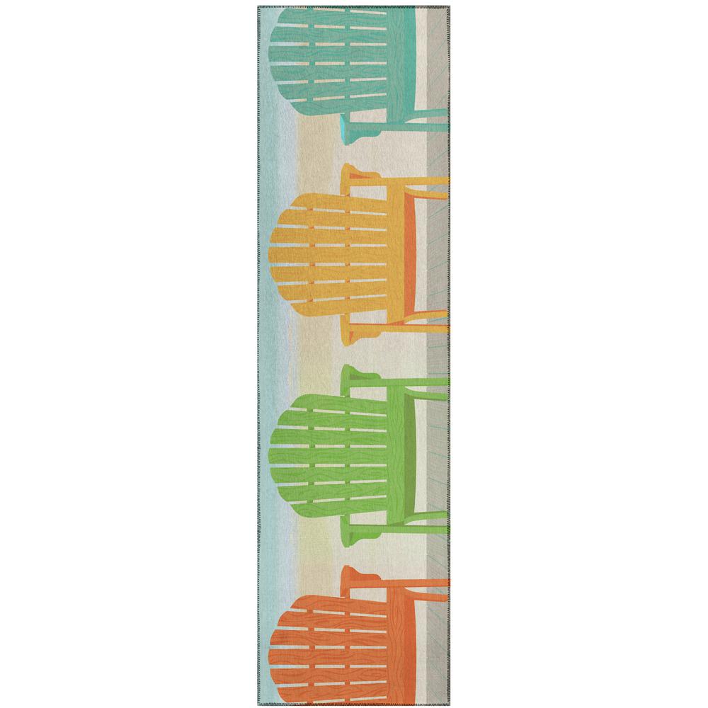 Indoor/Outdoor Harpswell AHP31 Blue Washable 2'3" x 7'6" Runner Rug. Picture 1