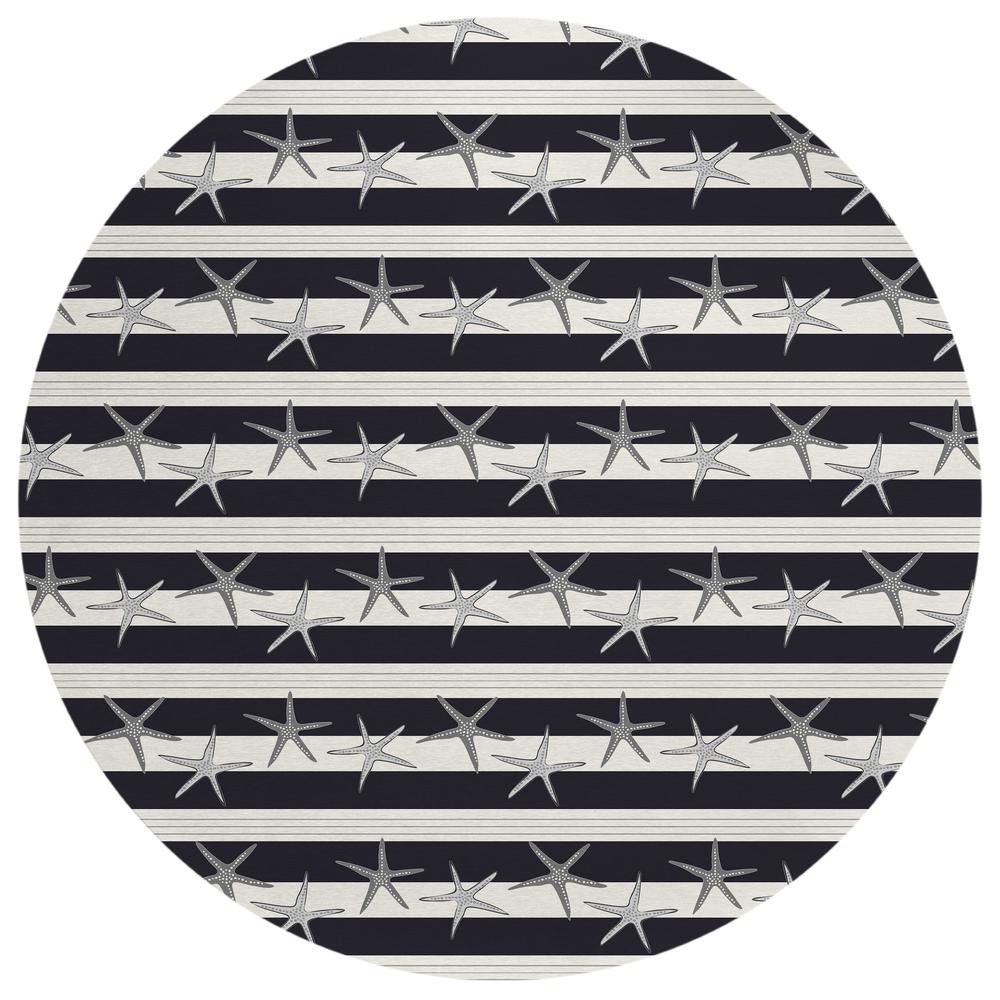 Indoor/Outdoor Surfside ASR42 Midnight Washable 8' x 8' Round Rug. Picture 1