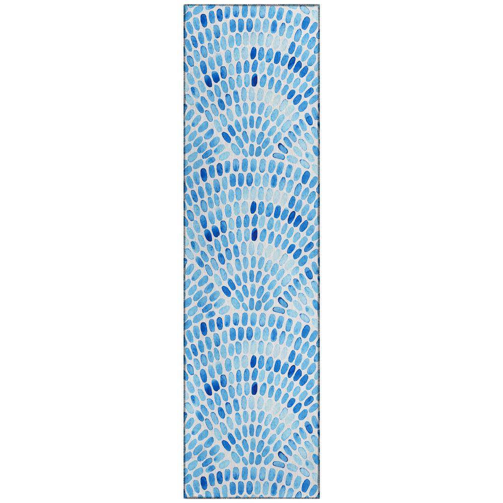 Indoor/Outdoor Surfside ASR37 Blue Washable 2'3" x 7'6" Runner Rug. Picture 1
