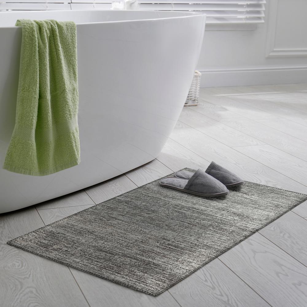Marston Silver Transitional Striped 1'8" x 2'6" Accent Rug Silver AMA31. Picture 1