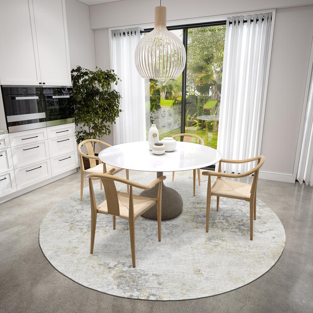 Indoor/Outdoor Accord AAC35 Ivory Washable 8' x 8' Round Rug. Picture 2