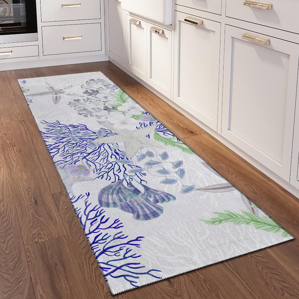 Indoor/Outdoor Surfside ASR31 Blue Washable 2'3" x 7'6" Runner Rug. Picture 2