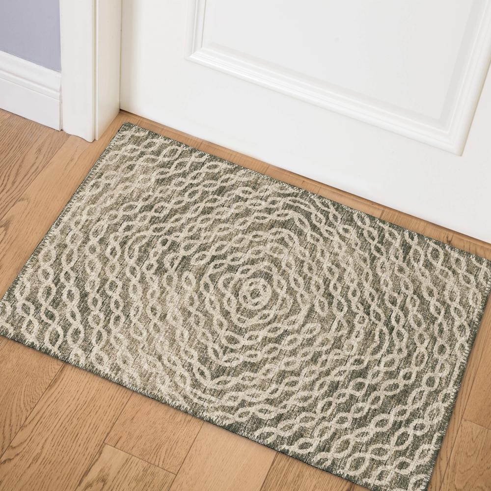 Bravado Mocha Transitional Geometric 1'8" x 2'6" Accent Rug Mocha ABV33. Picture 1