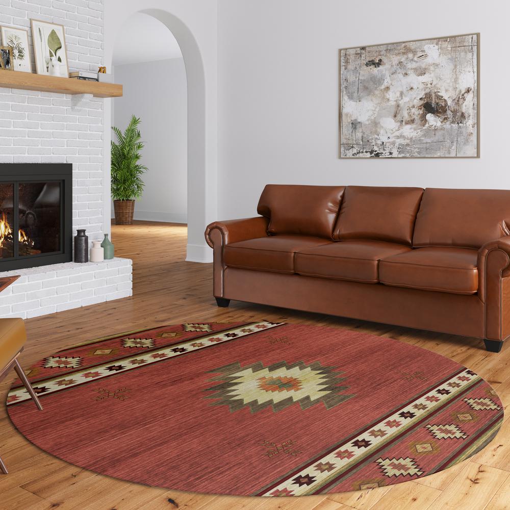 Indoor/Outdoor Sonora ASO34 Spice Washable 8' x 8' Round Rug. Picture 8