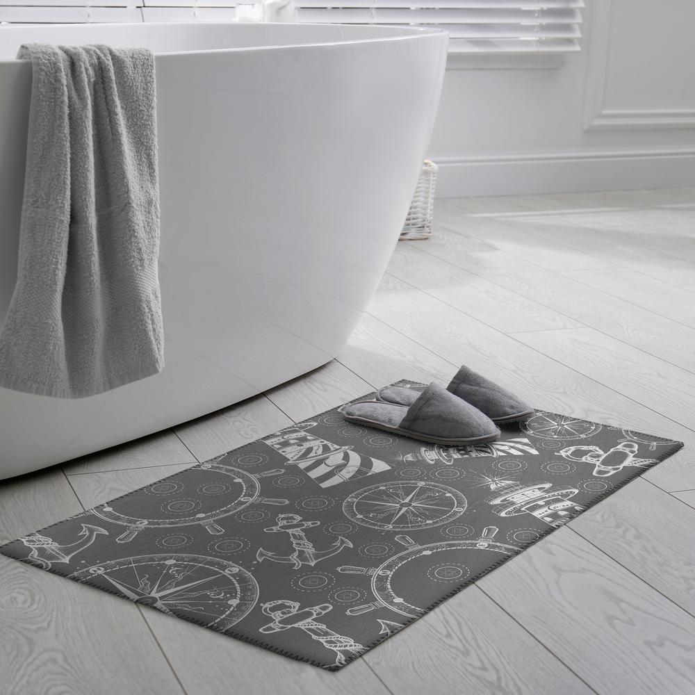 Indoor/Outdoor Harpswell AHP39 Smoke Washable 1'8" x 2'6" Rug. Picture 2