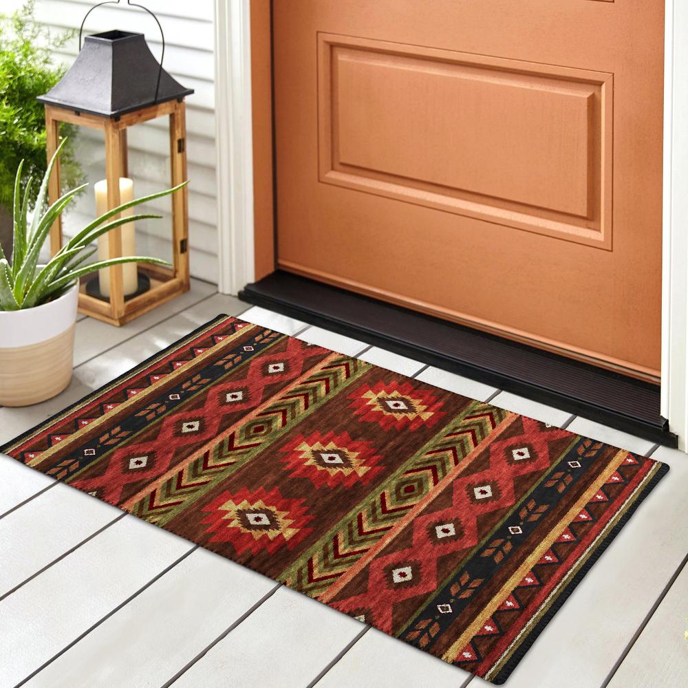 Indoor/Outdoor Sonora ASO33 Brown Washable 1'8" x 2'6" Rug. Picture 2