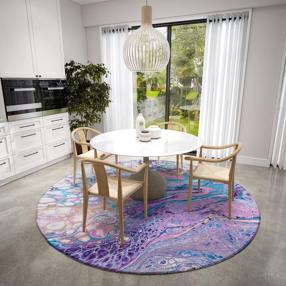 Karina Periwinkle Modern Abstract 8' x 8' Area Rug Periwinkle AKC49. Picture 1