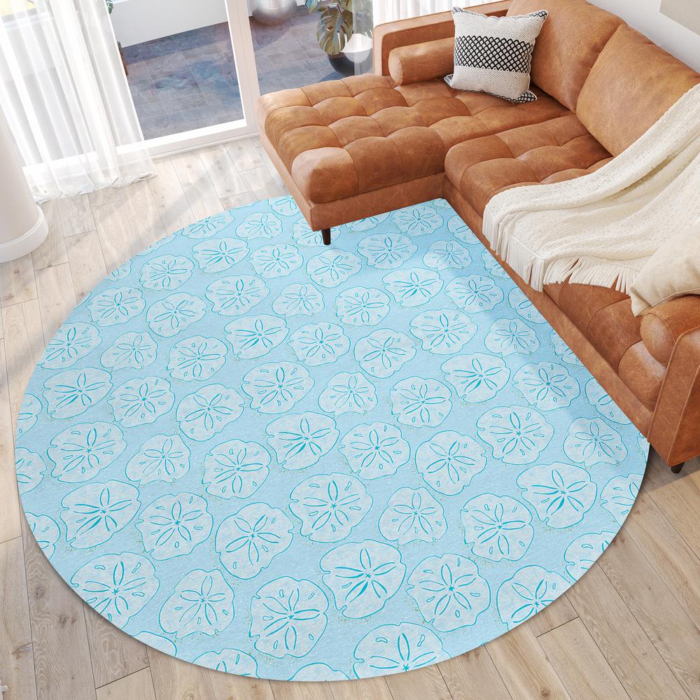 Indoor/Outdoor Surfside ASR40 Blue Washable 8' x 8' Round Rug. Picture 2
