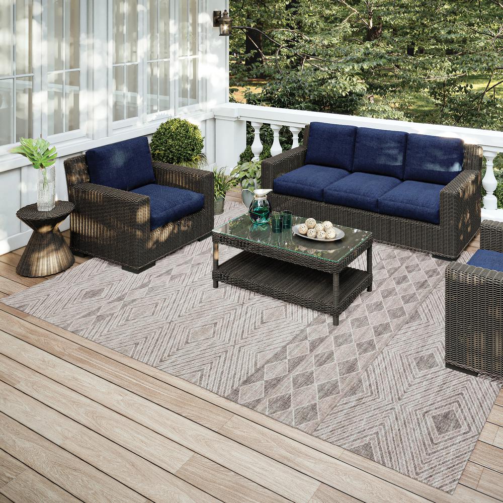 Yuma Taupe Transitional Southwest 10' x 14' Area Rug Taupe AYU31. Picture 1