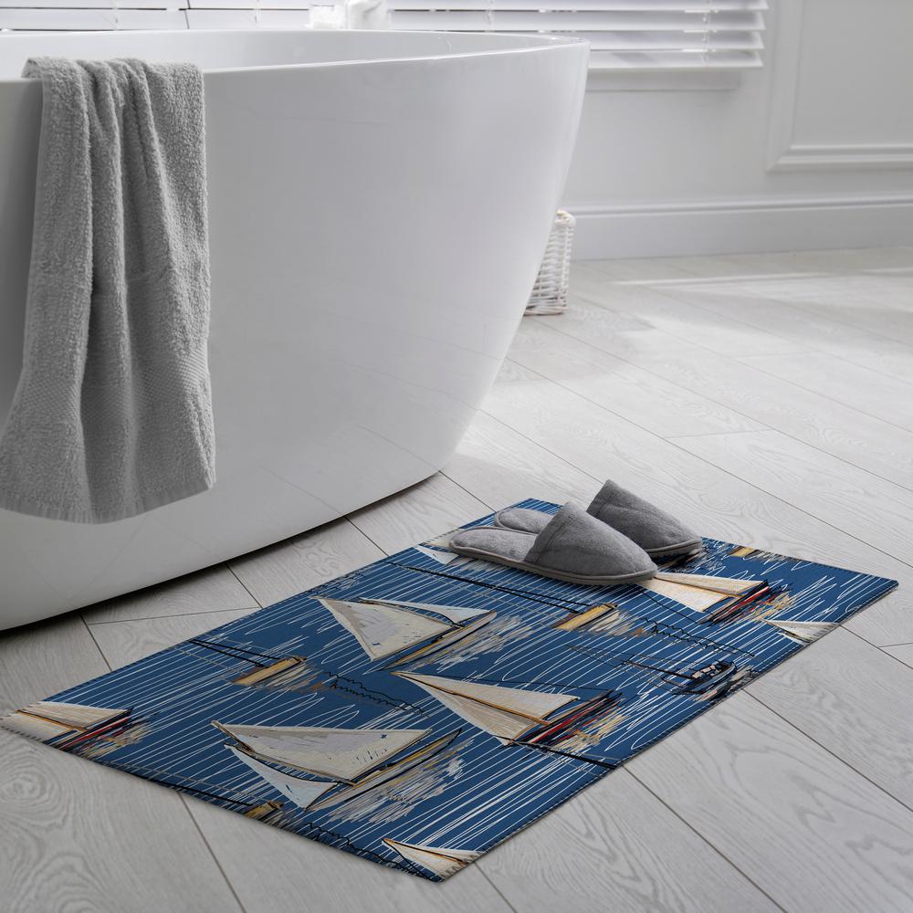 Indoor/Outdoor Harpswell AHP38 Blue Washable 1'8" x 2'6" Rug. Picture 2
