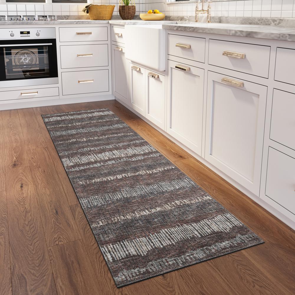 Rylee Brown Transitional Striped 2'3" x 7'6" Runner Rug Brown ARY34. Picture 1