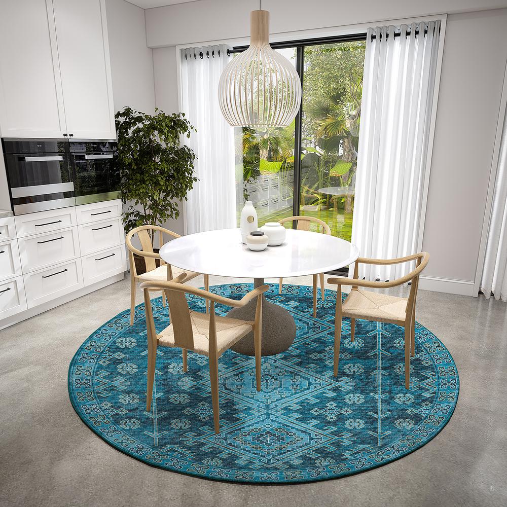 Brisbane BR2 Navy 8' x 8' Round Rug. Picture 2
