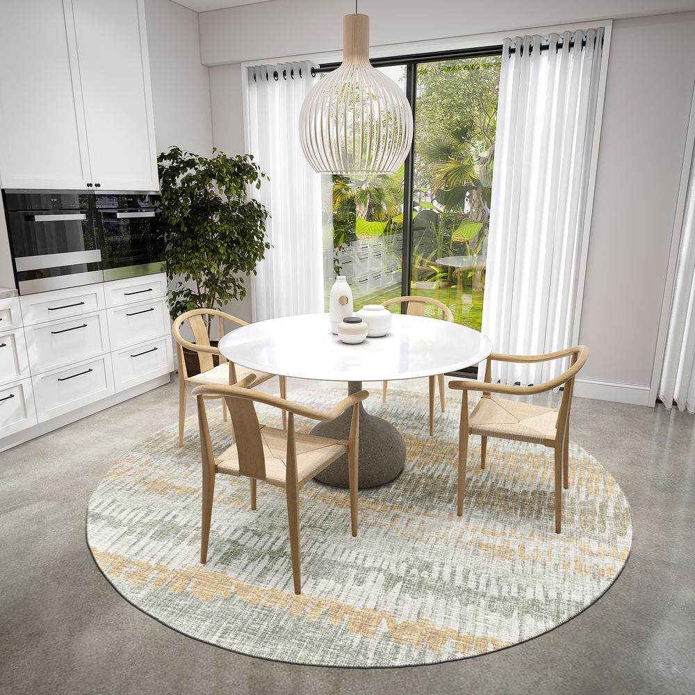 Rylee Sage Transitional Striped 8' x 8' Round Rug Sage ARY34. Picture 1