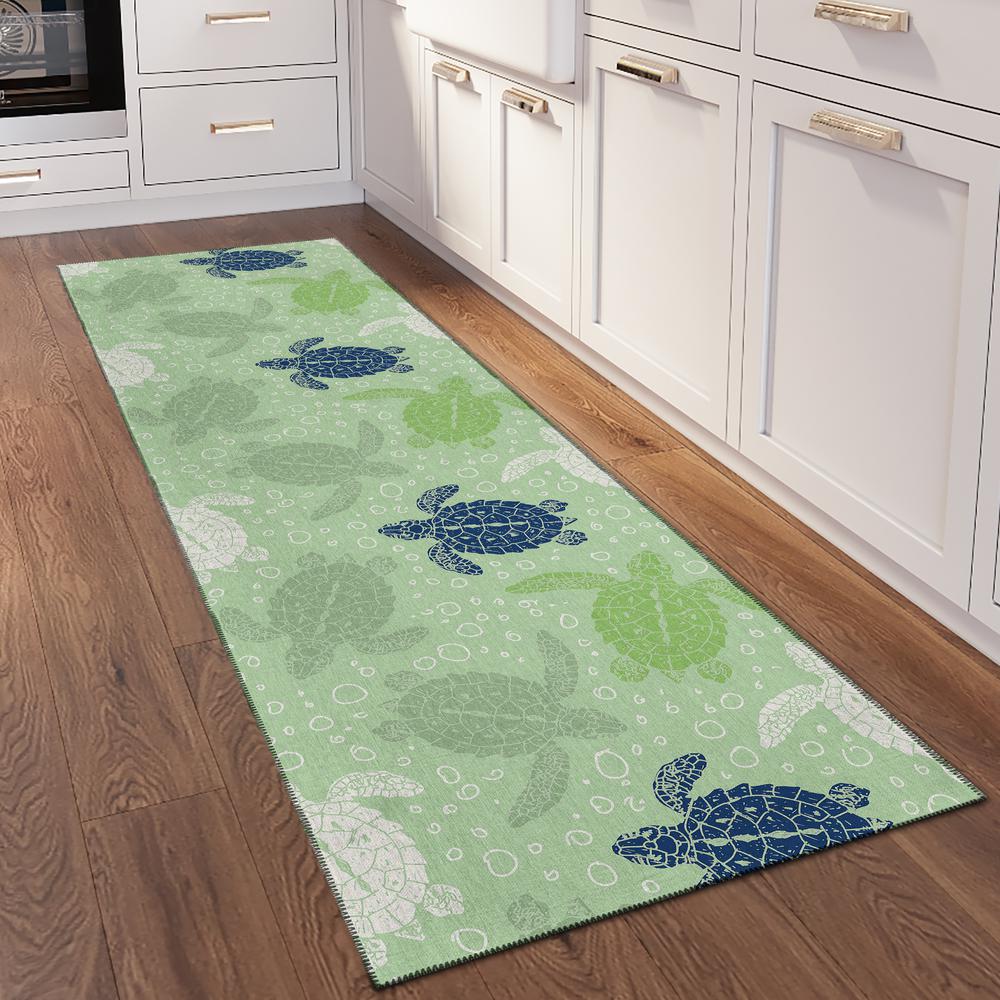 Indoor/Outdoor Surfside ASR43 Green Washable 2'3" x 7'6" Runner Rug. Picture 2