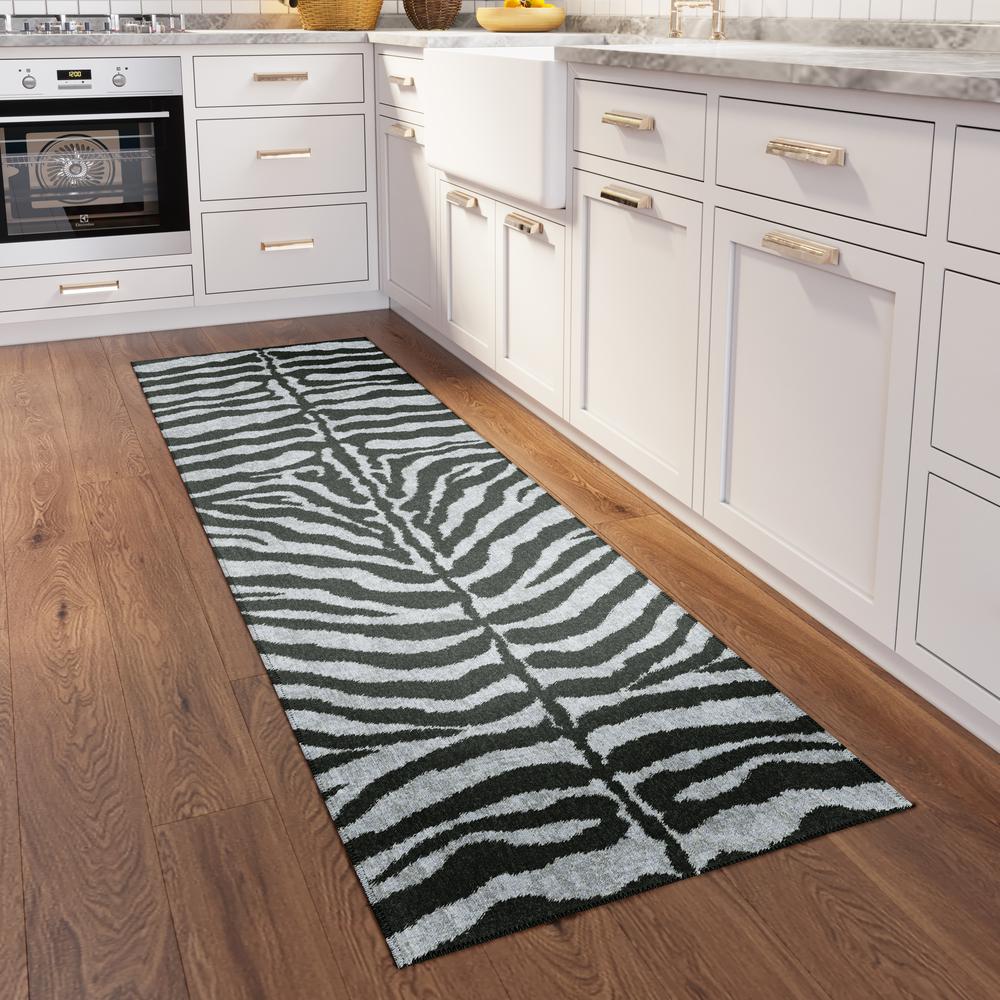 Safari Grey Animal Animal Print 2'3" x 7'6" Runner Rug Grey ASF31. Picture 1