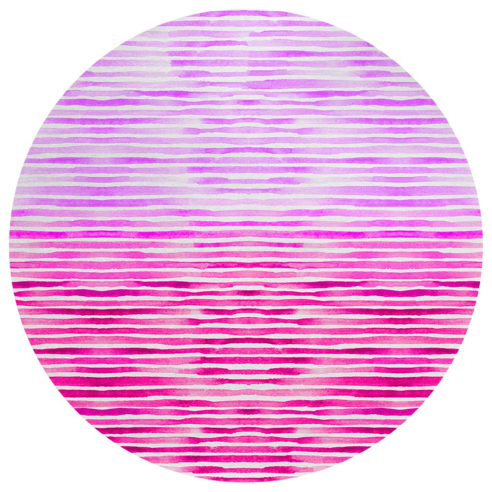 Indoor/Outdoor Surfside ASR38 Pink Washable 8' x 8' Round Rug. Picture 1