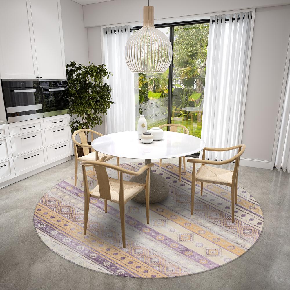 Yuma Purple Transitional Southwest 8' x 8' Area Rug Purple AYU42. Picture 1