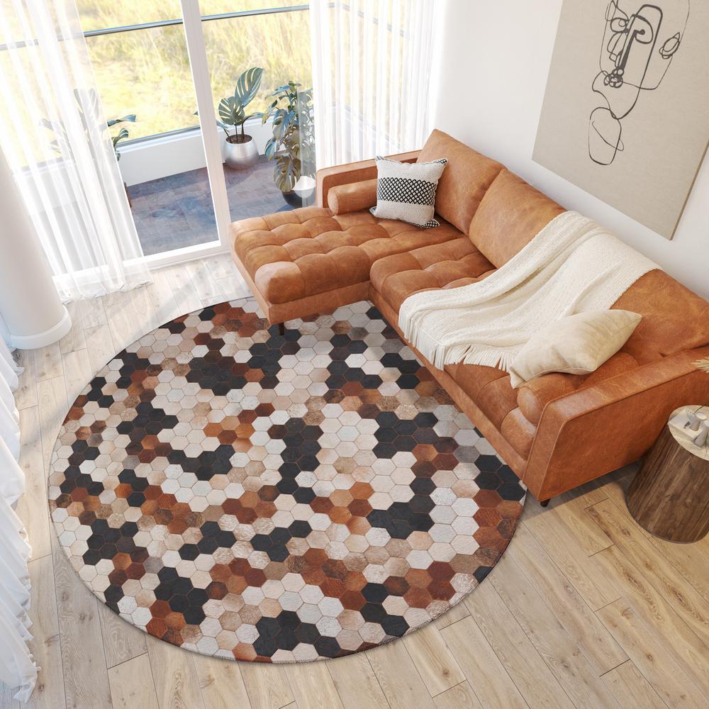 Laredo Multi Animal Patchwork 8' x 8' Round Rug Multi ALR39. Picture 1