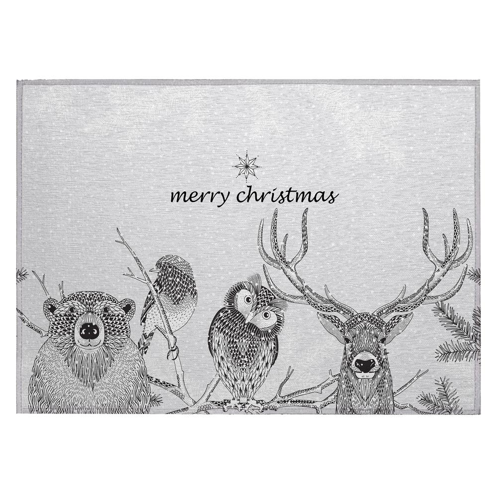 Indoor/Outdoor Cozy Winter ACW40 Gray Washable 1'8" x 2'6" Rug. Picture 1