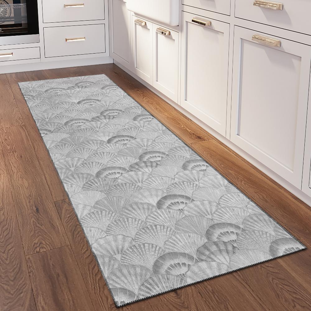 Indoor/Outdoor Surfside ASR32 Gray Washable 2'3" x 7'6" Runner Rug. Picture 2