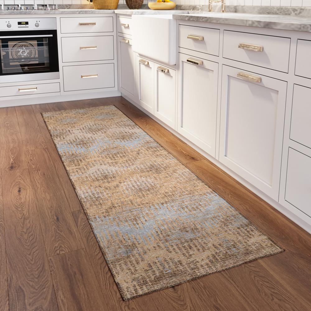 Bravado Earth Transitional Chevron 2'3" x 7'6" Runner Rug Earth ABV39. Picture 1