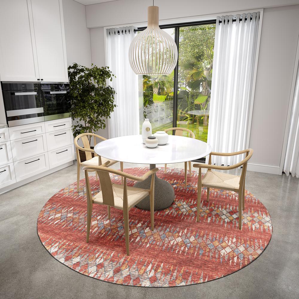 Rylee Spice Transitional Chevron 8' x 8' Round Rug Spice ARY35. Picture 1