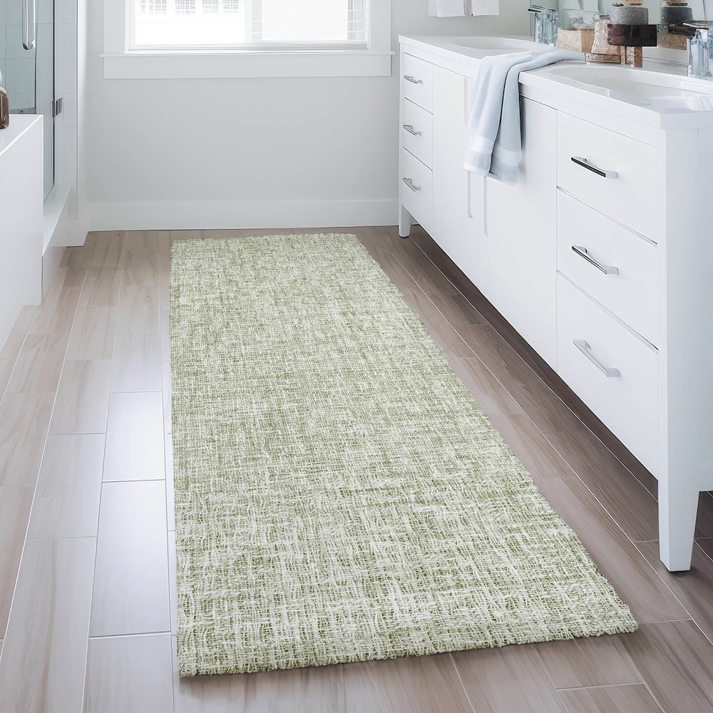Luxury Washable Voyage VY1 Green 2'3" x 7'6" Runner Rug. Picture 5