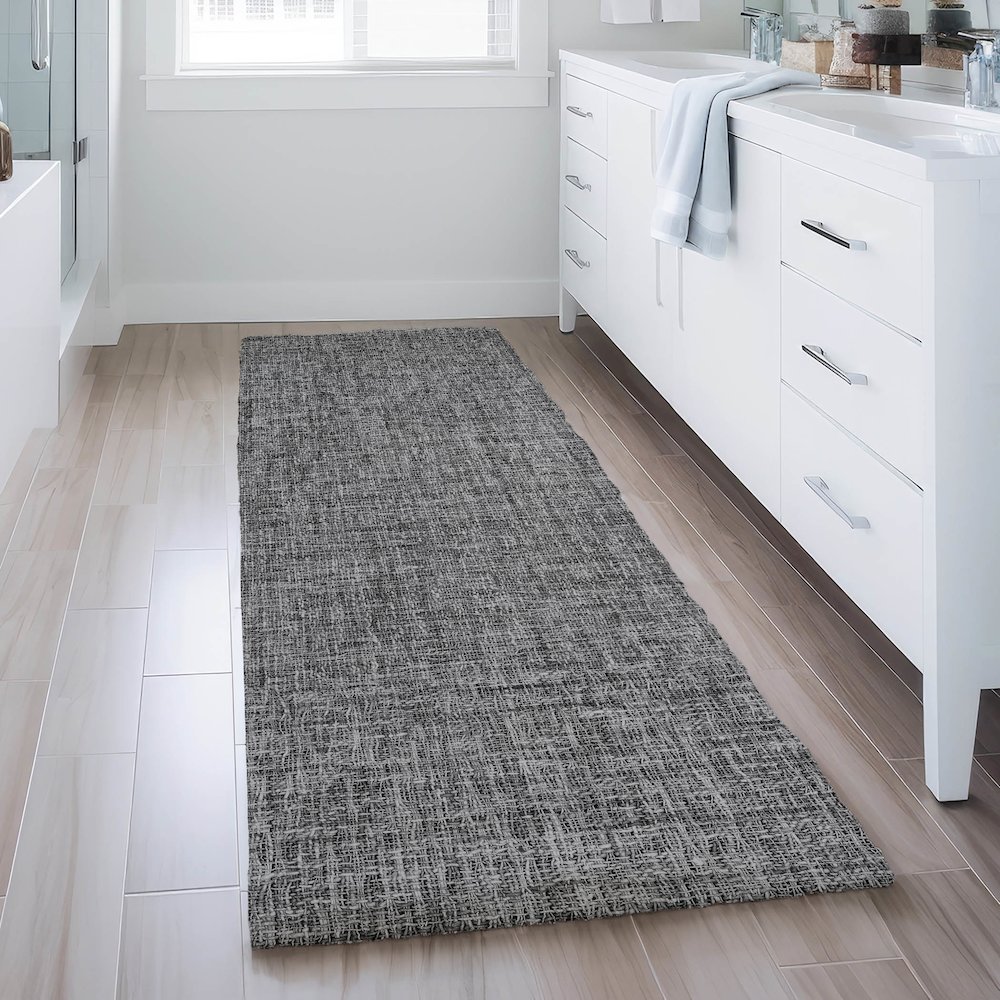 Luxury Washable Voyage VY1 Gray 2'3" x 7'6" Runner Rug. Picture 5