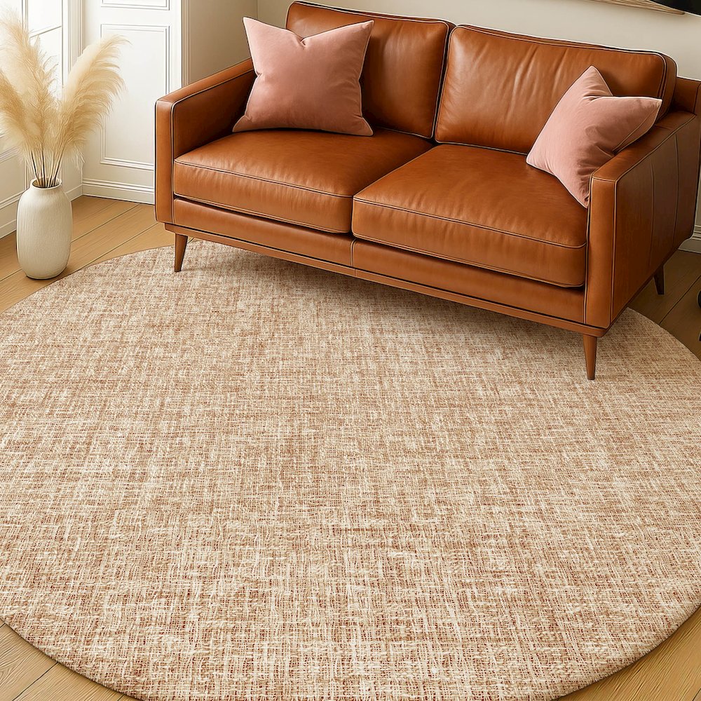 Luxury Washable Voyage VY1 Orange 8' x 8' Rug. Picture 5